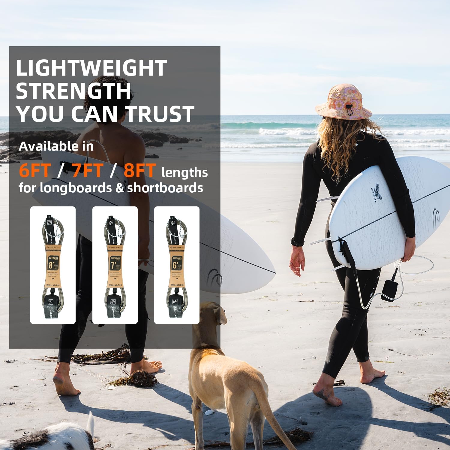 Billabong x Surfboard Leash – Ankle Leash with Double Swivel